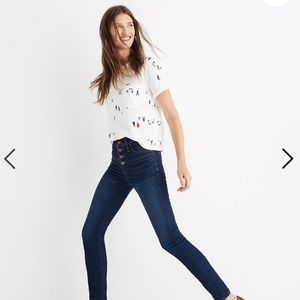 Madewell button fly skinny jeans, Hayes wash